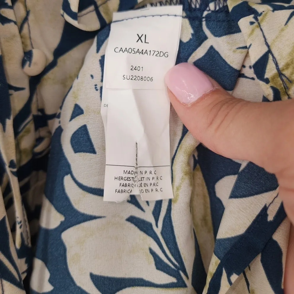 Cupshe Tropical Leaf Print Cover-Up Dress Navy/Cream Women’s XL - Image 8