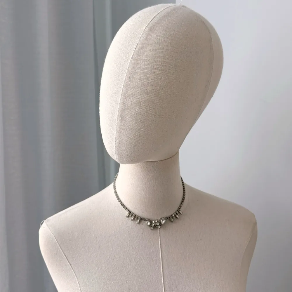 Vintage Silver Tone Estate Sparkly Clear Crystal Rhinestone Short Necklace 16” - Image 5