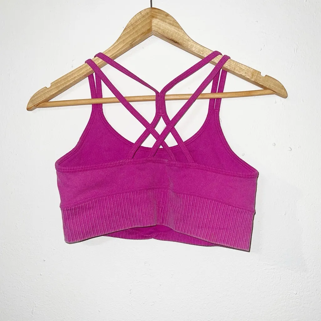 JoyLab women’s purple/pink ribbed light support Strappy back sports bra - Image 4