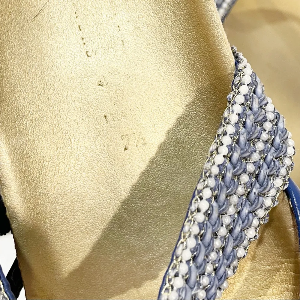 Italian Shoemakers Size 7.5  Sandals Beaded Slip-On Thong Wedge Sandal - Image 5