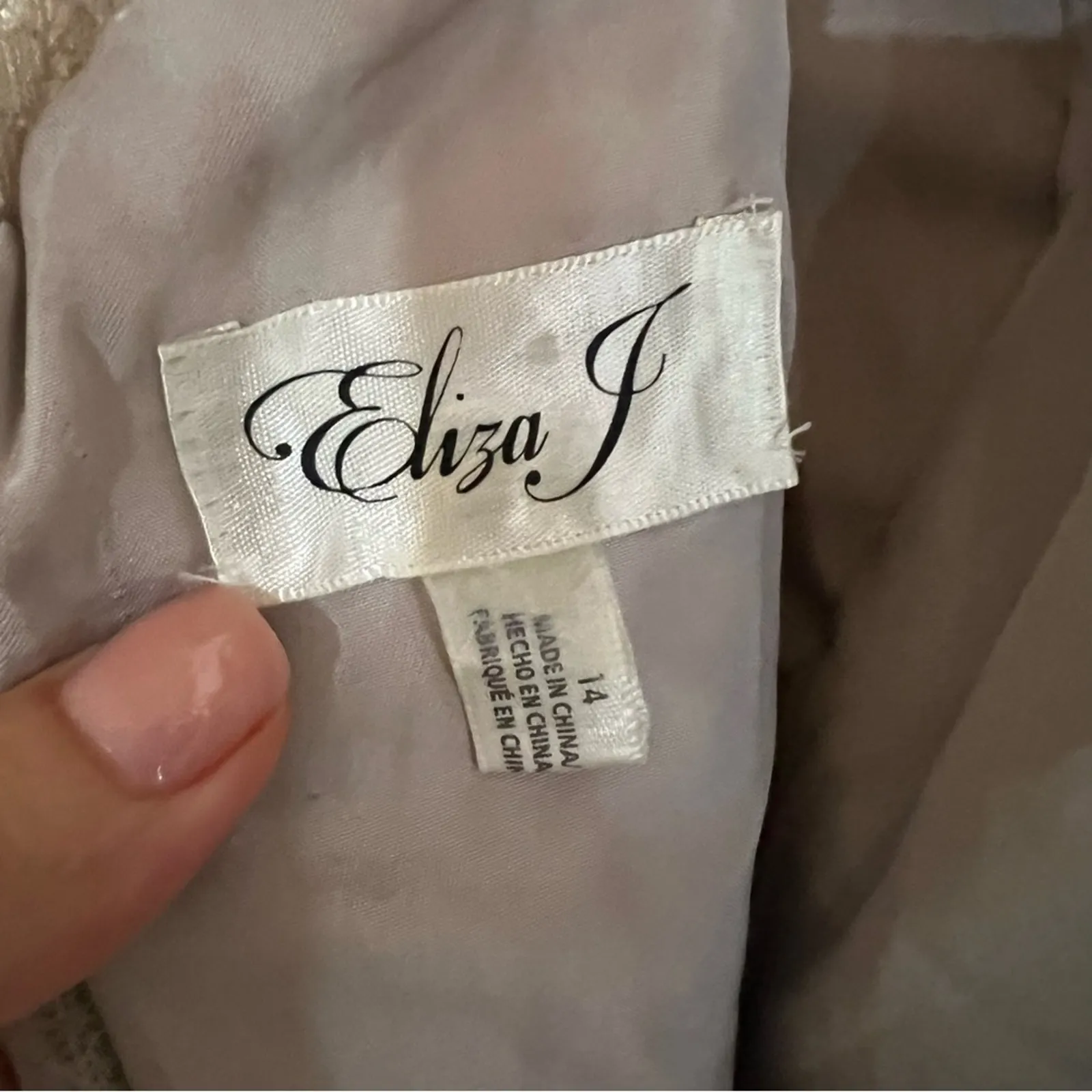 Eliza J beige lace pleated MOB dress 14 - Image 4