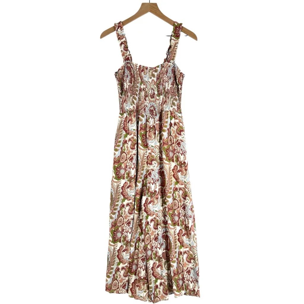 Aritzia Wilfred Chianti Jumpsuit Smocked Wide Leg Multicolor Paisley Print Crepe - Image 2
