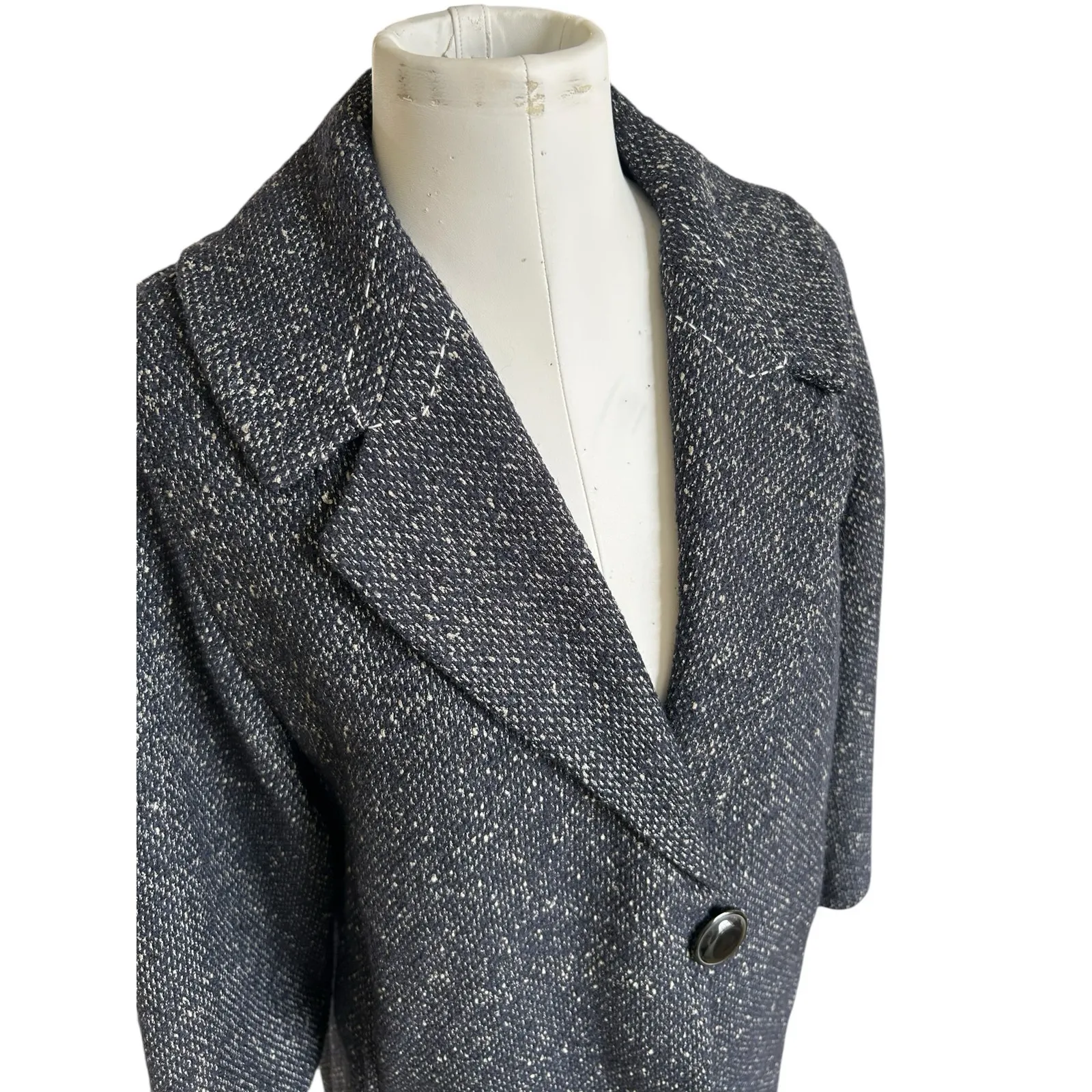 Cabi Blair Black Oversized Wool Blend Tweed One Button Dark Academia Jacket M - Image 4