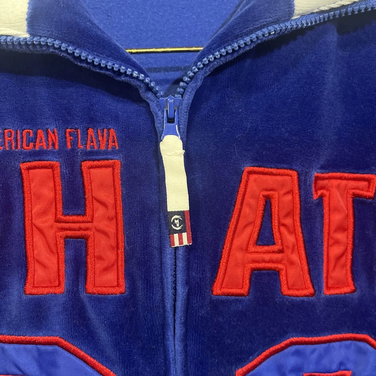 Vintage Phat Farm Velour Jacket Y2K 90s Hip Hop Retro Zip Blue Womens Large - Image 9