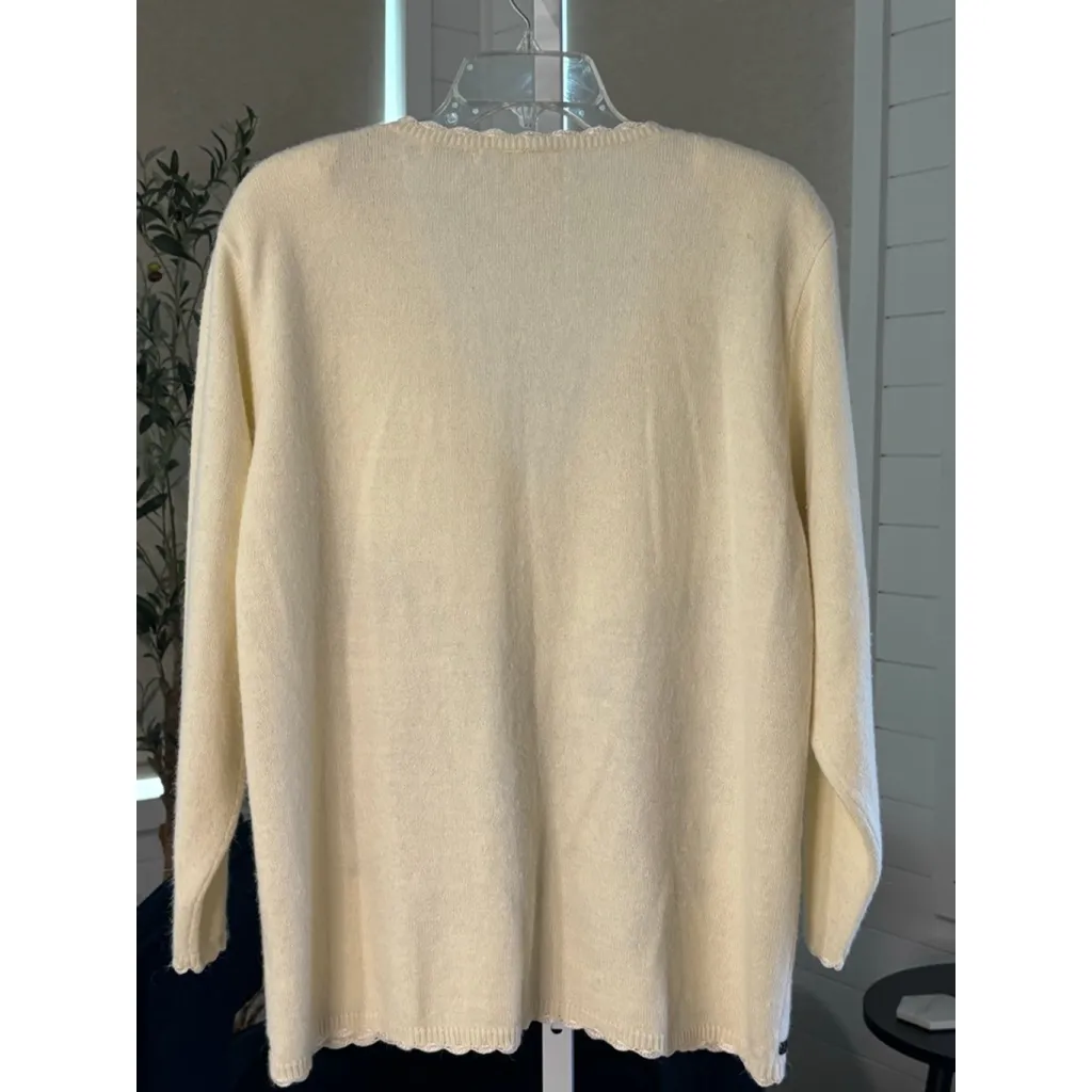 Women's Jantzen Classics Hand Embroidered Button Front Cardigan L, Shoulder Pads Black Size L - Image 5