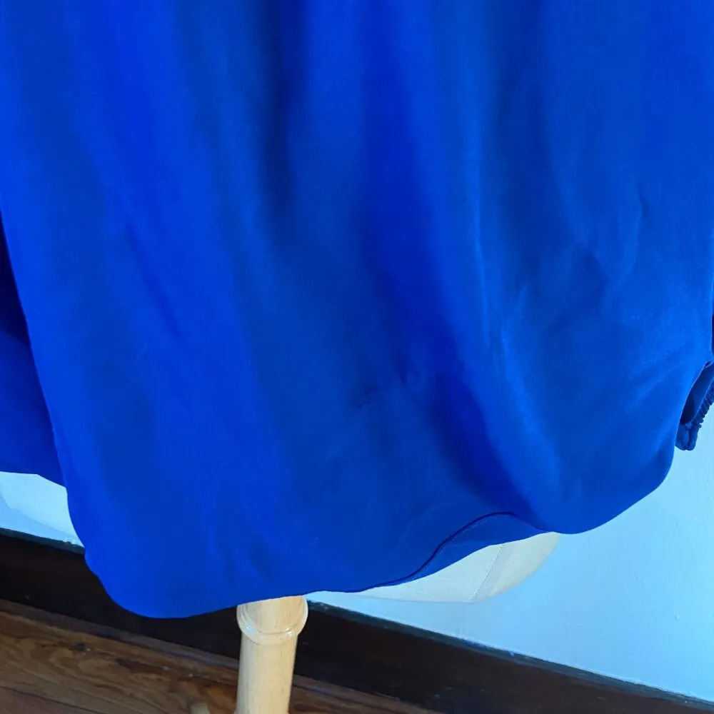 Blue V-Neck Long Sleeve Wrap Blouse - Image 5