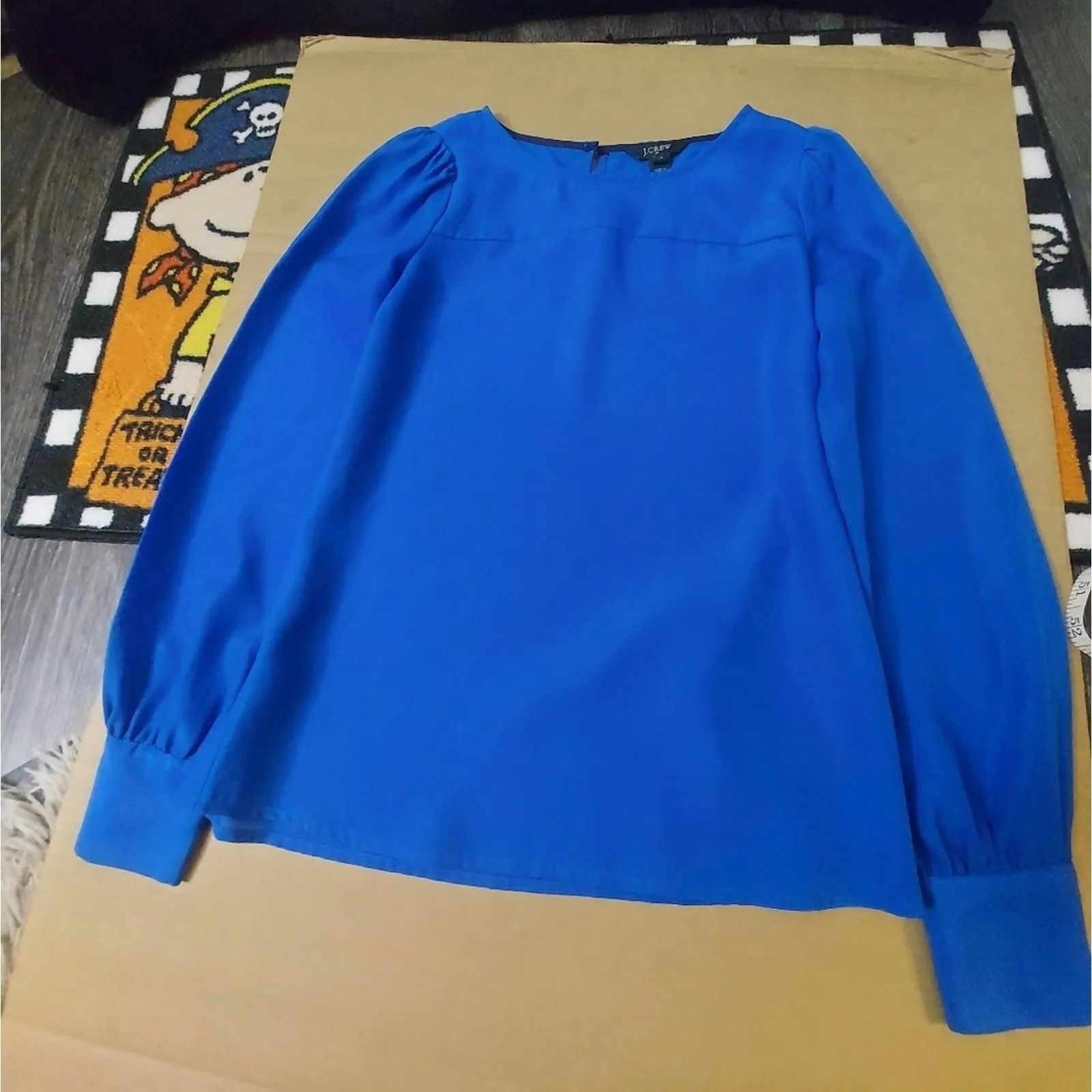 J Crew Factory Blue Long Sleeve Blouse XXS Corporate Siren Dopamine Minimalist - Image 5