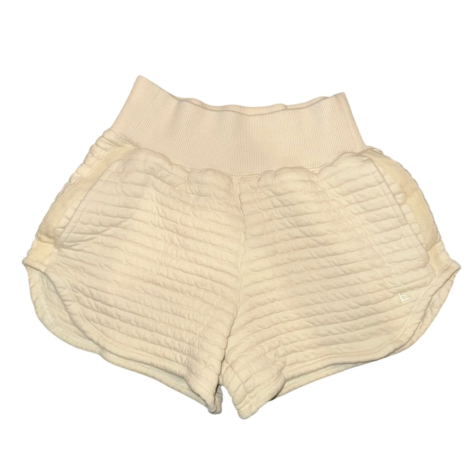 EVERLANE Cream 100% Organic Cotton High Waist Elastic Quilted Shorts - XXS - Image 3
