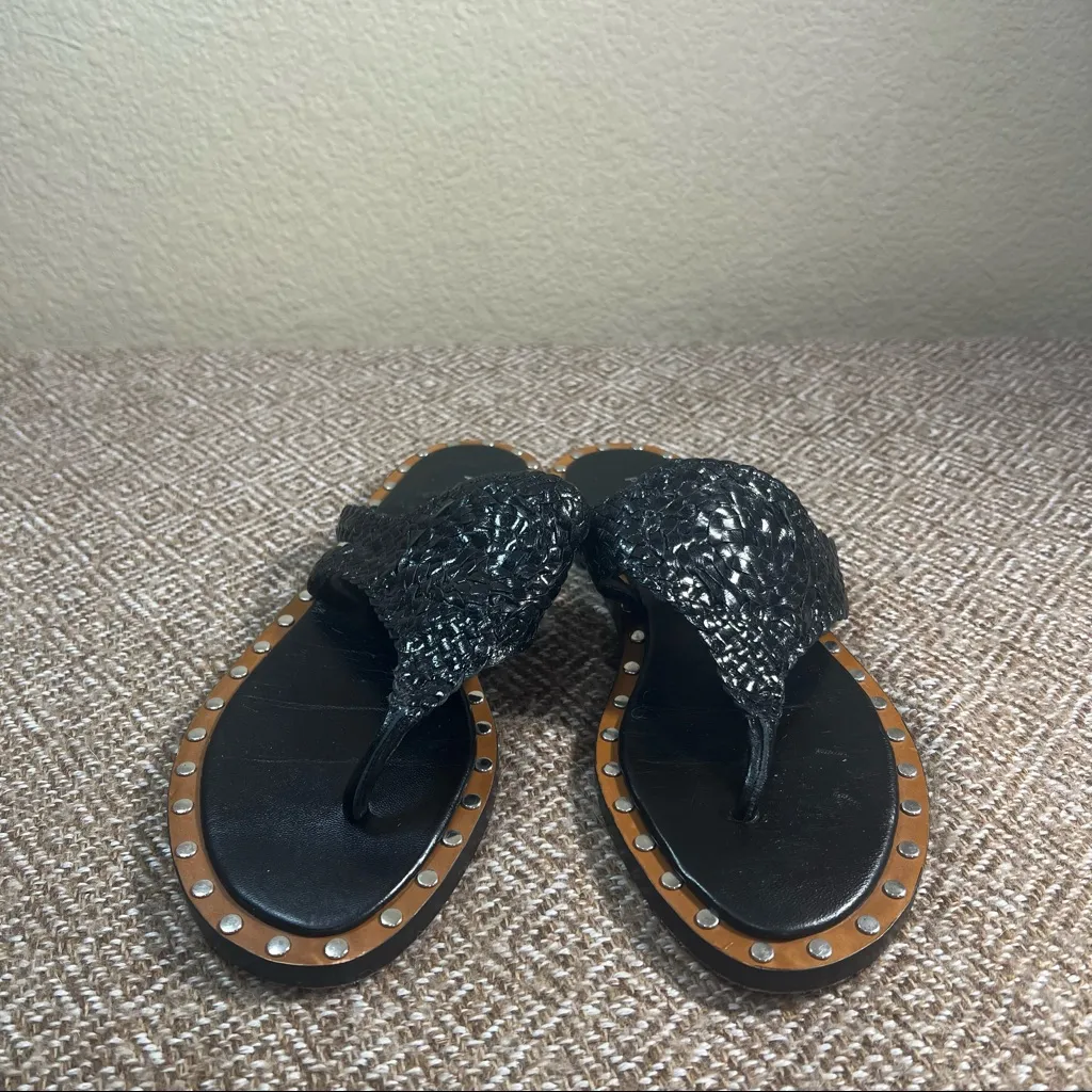 Pons Quintana Womens Woven Black Leather Sandals Sz 40/ 9 - Image 5