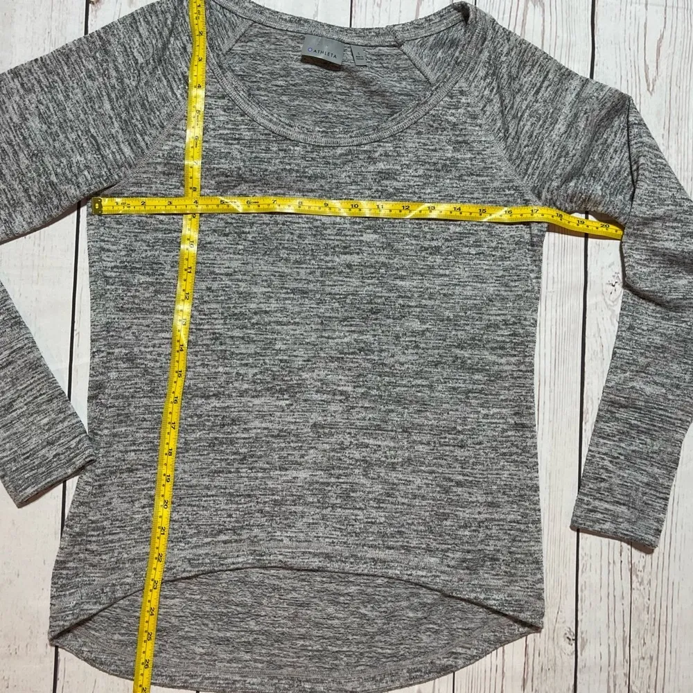 Athleta No Sweatin It Sharkbite Heathered Gray Sweatshirt Top Size S - Image 7