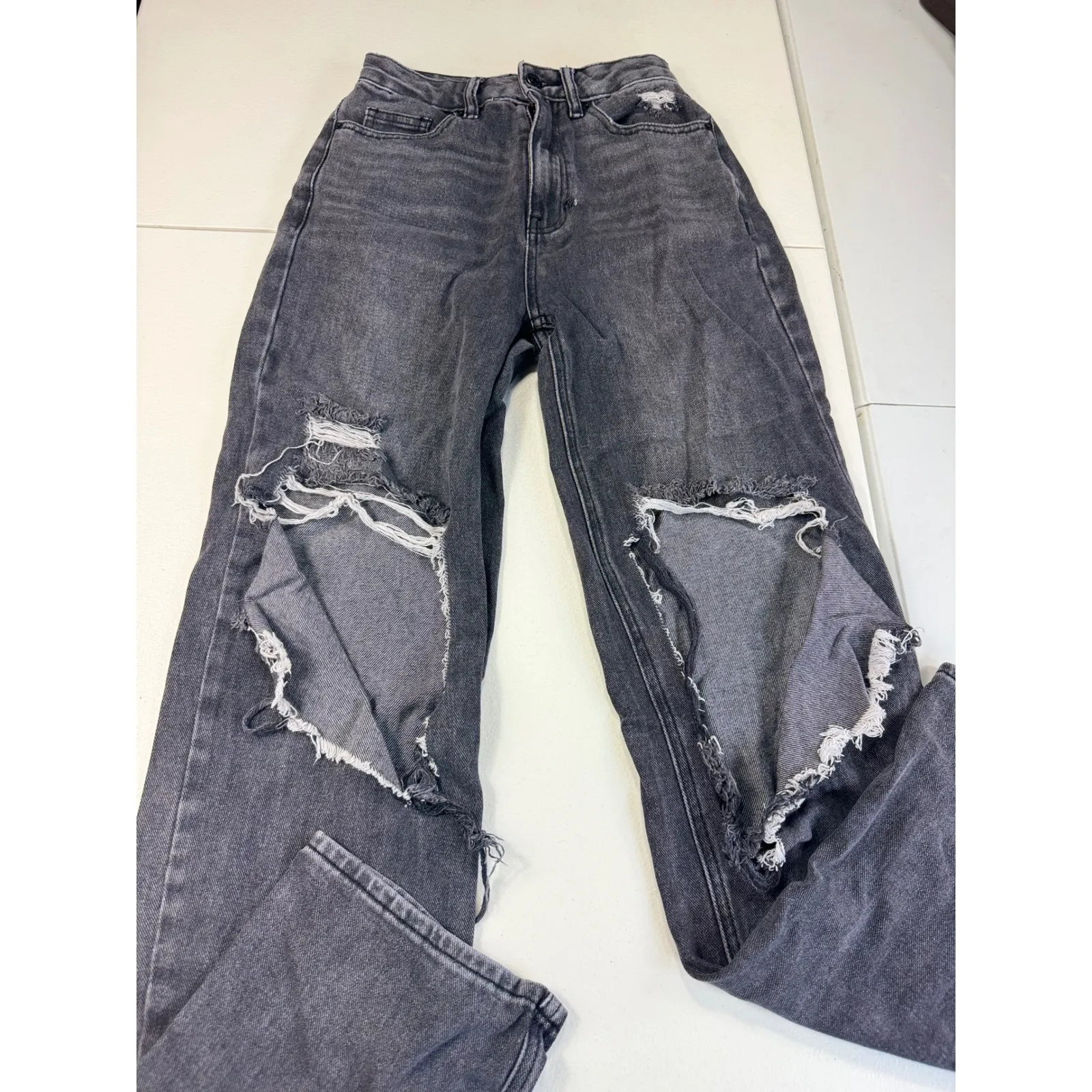 PacSun Jeans Women's Size 24 90s Boyfriend‎ High Rise Black Ripped Hobo Pants - Image 3