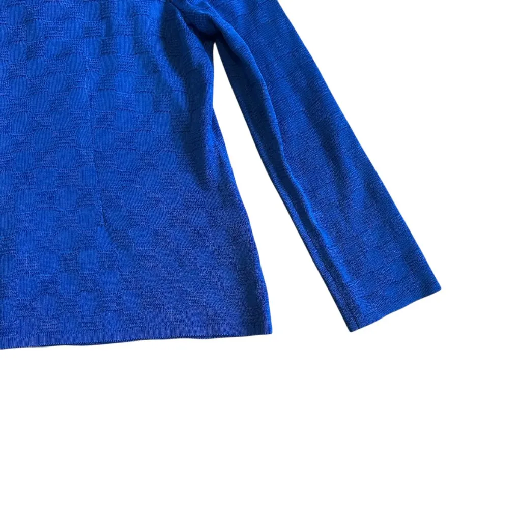 Misook Blue Textured Open-Front Cardigan Sweater Jacket Stretch Petite Medium - Image 9