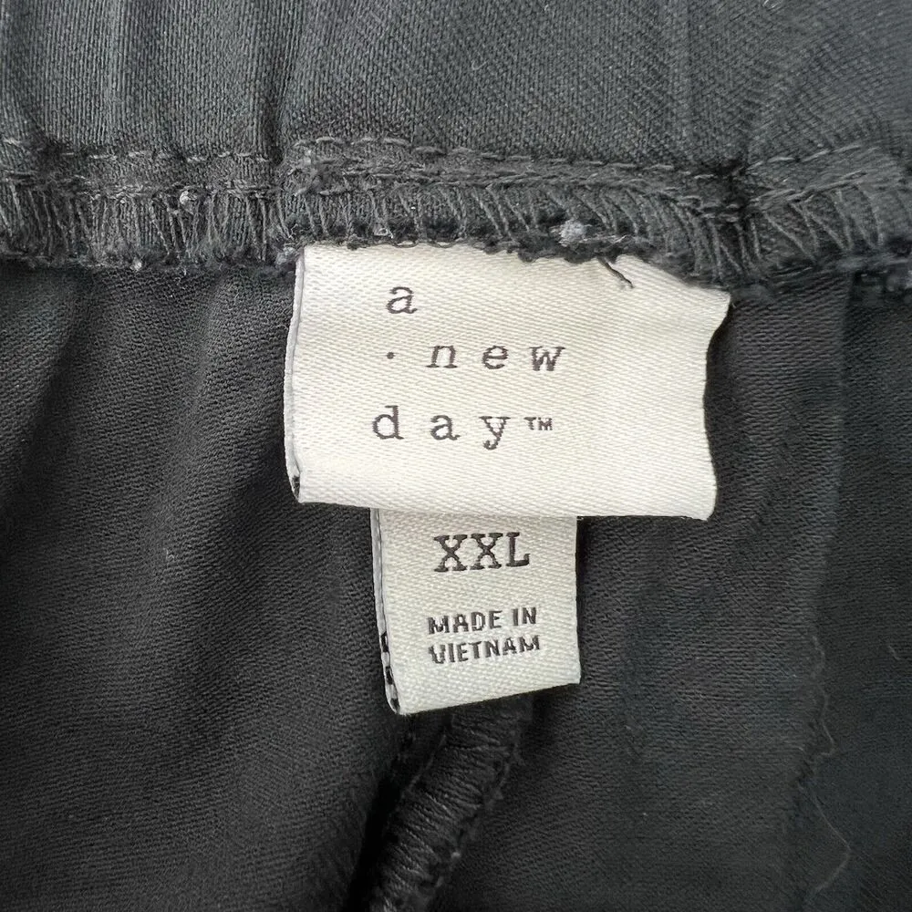 A New Day Size XXL Pants High Rise Tapered Ankle Pull On Black Cropped Women's - Image 6