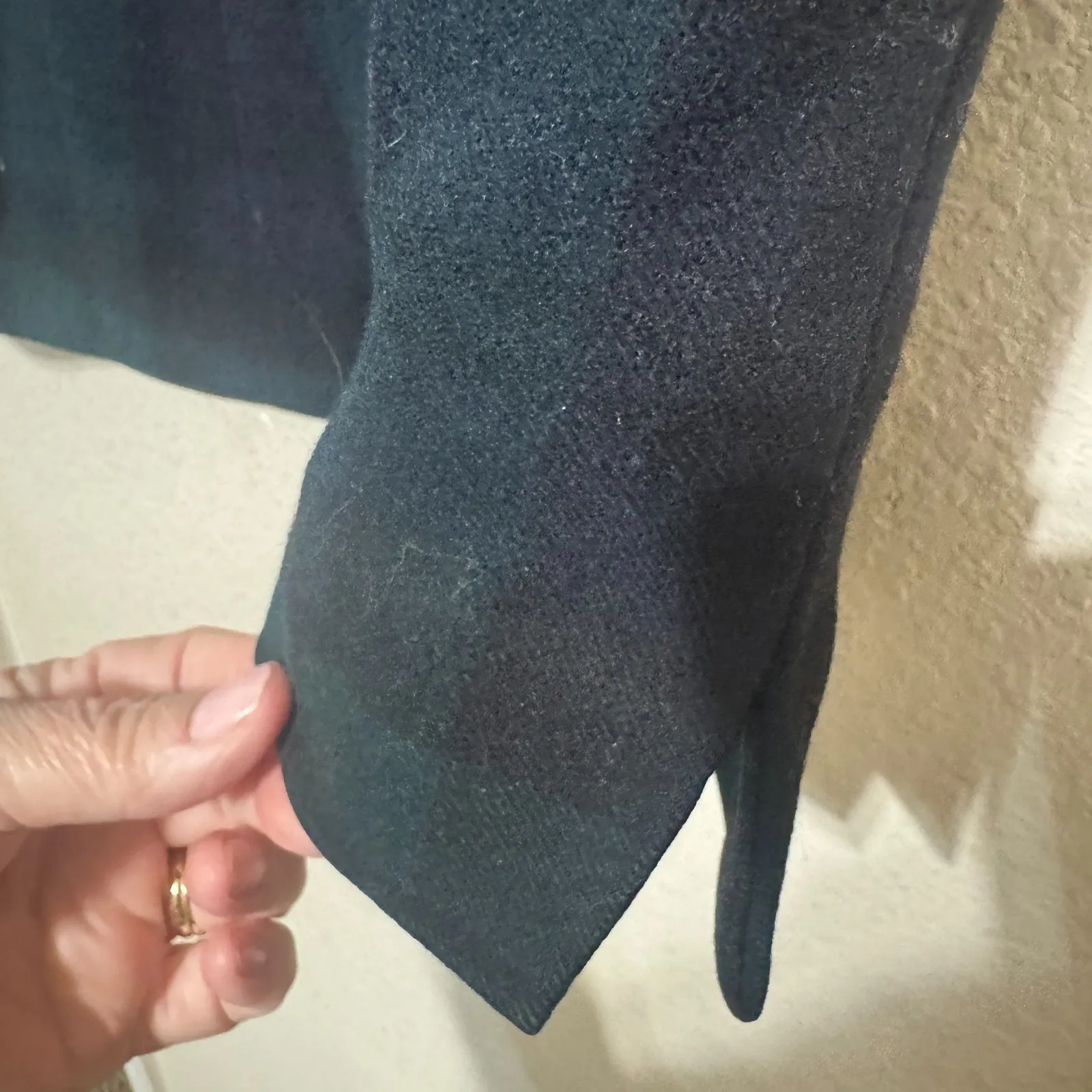 Vintage Pure Wool Plaid Skirt Green Navy Blue Homemade Tartan Midi Size XS - Image 3