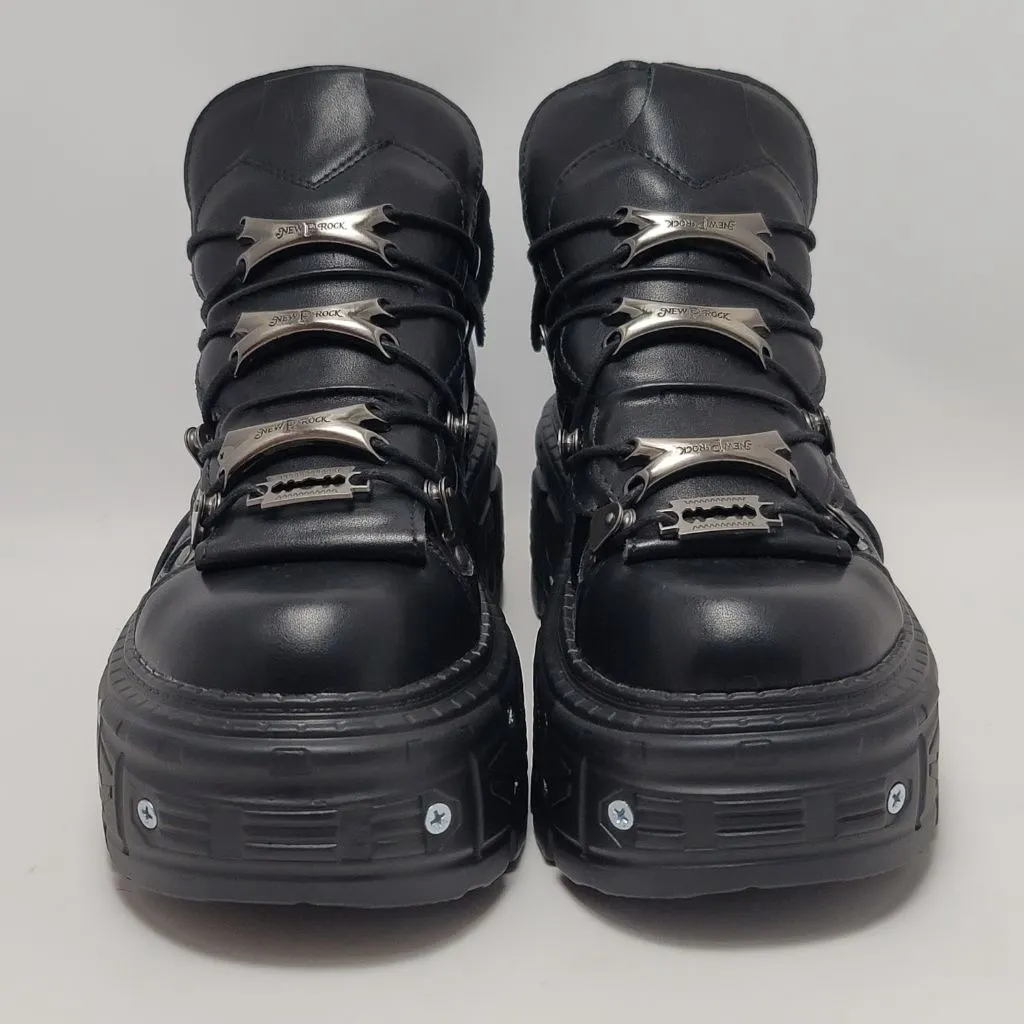 Women's Punk Gothic Chunky Platform Combat Boot Sneakers Bikers Shoes Size 41 Black - Image 3