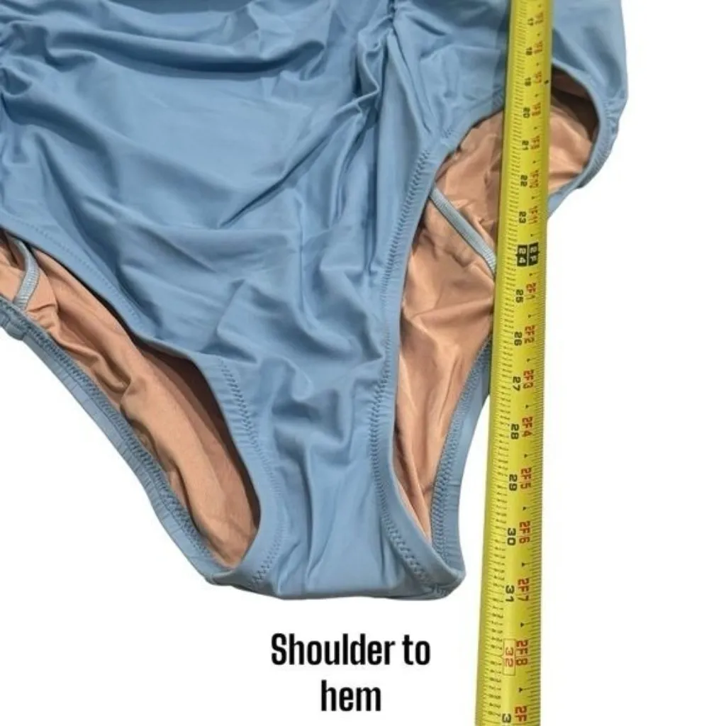 NEW J. Crew Blue Mist Ruched Square Neck One Piece Swim Resort Vacation 24/3X - Image 7