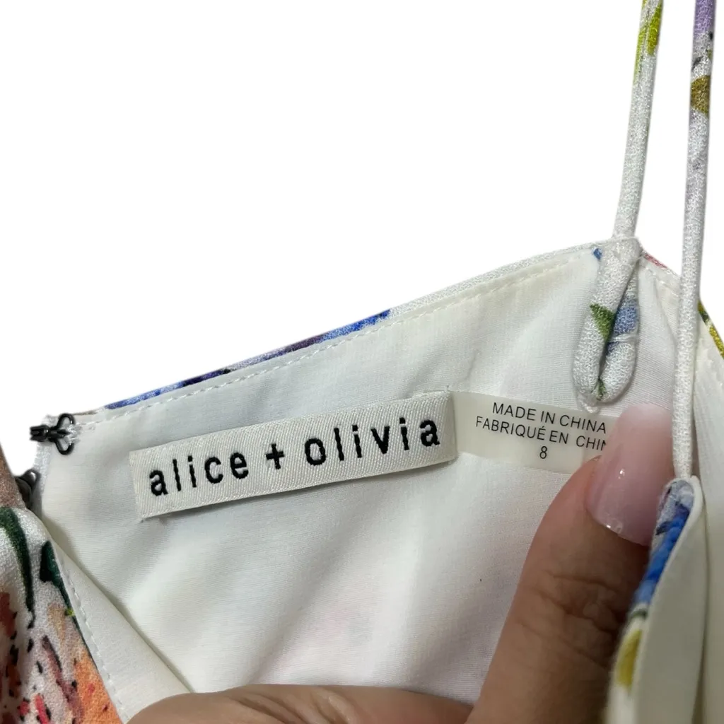 Alice + Olivia Trixie Floral Mini Dress Women’s Size 8 Sleeveless Crepe Lined - Image 6