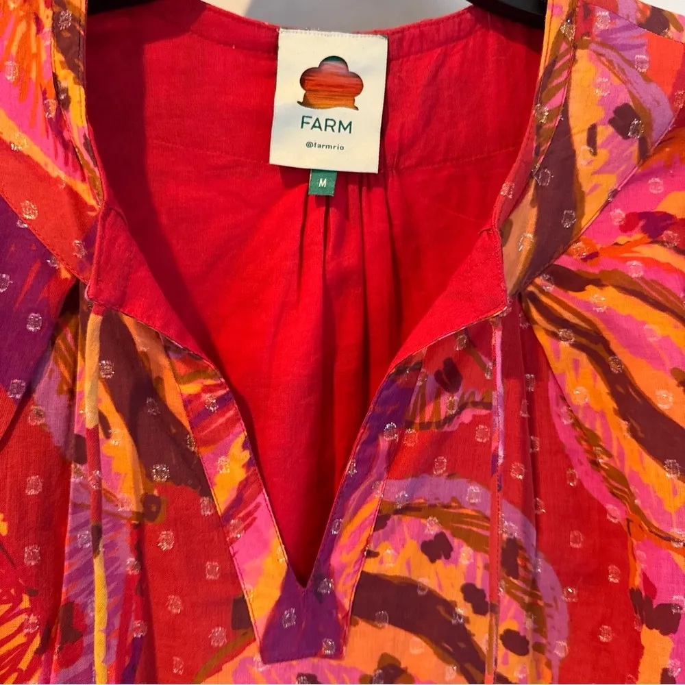 Farm Rio Banana Juice Collared Orange Red & Pink Mini | M - Image 5