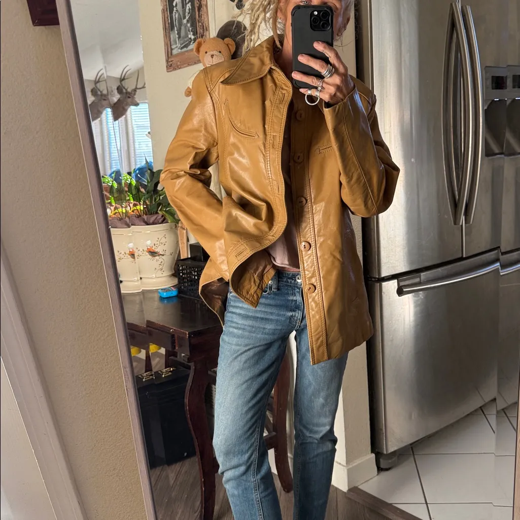 PIONEER Camel Leather western Jacket Tan Size 40 - Image 5