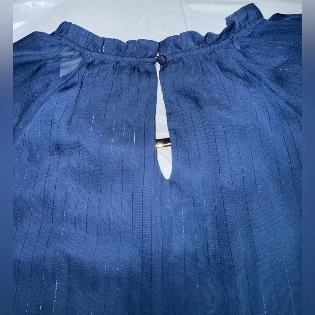 INC International Concepts Dress Women’s Large Blue Metallic Sheer Lined - Image 5