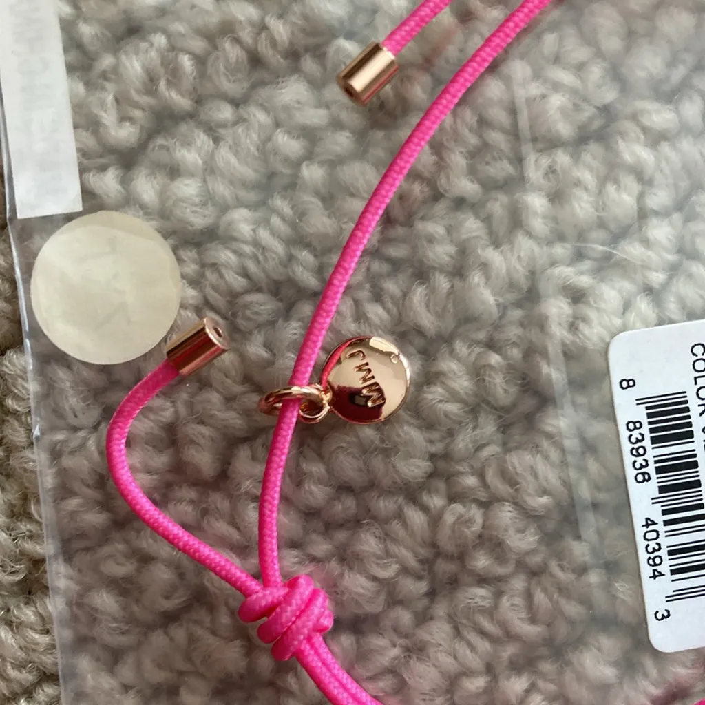 NEW Marc by Marc Jacobs Threaded Bracelet Knockout Pink Hot Rose Gold Hardware - Image 3