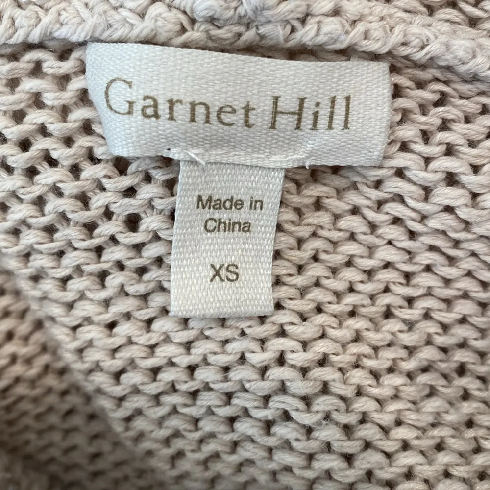 Garnet Hill Easy Linen & Organic-Cotton Beach Sweater XS cream with blue stripes - Image 3