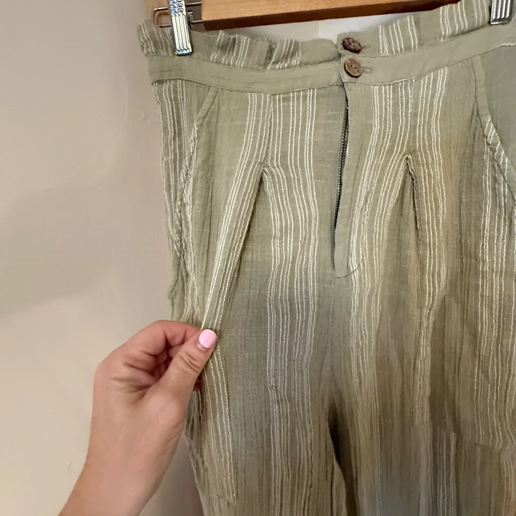 Free People Semi Sweet Cropped Pants in Sage Combo Super High Rise Small - Image 8