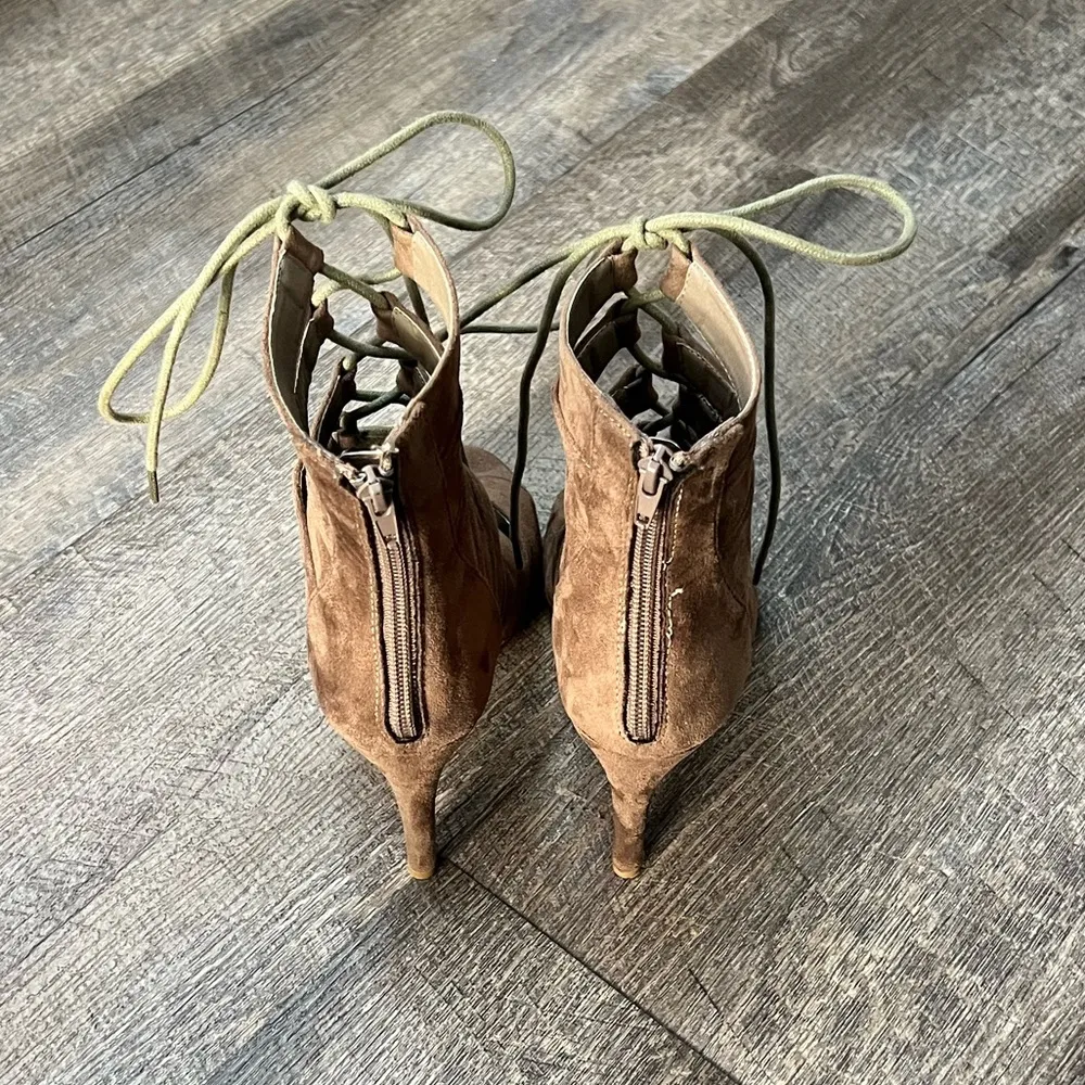 Suede Lace-up Stiletto Boots - Image 3