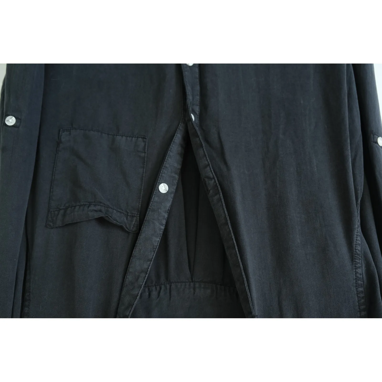 Thread & Supply Fatina Black Denim Long Sleeve ShirtDress Womens Large Lyocell - Image 4