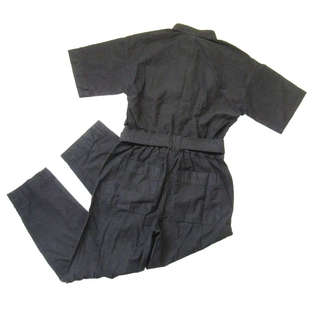 NWT Everlane The Fatigue Short-Sleeve Jumpsuit in Black Belted Cotton Utility 00 - Image 7