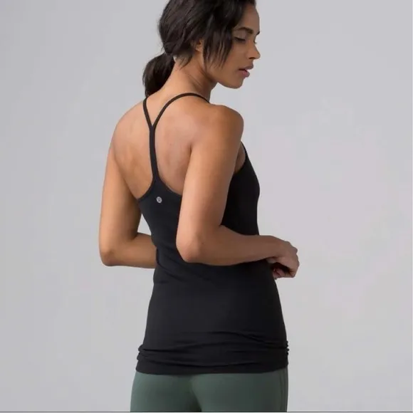 LULULEMON Power Pose Tank Top with Shelf Bra Black A/B Cup Luon Size 4 EUC - Image 2