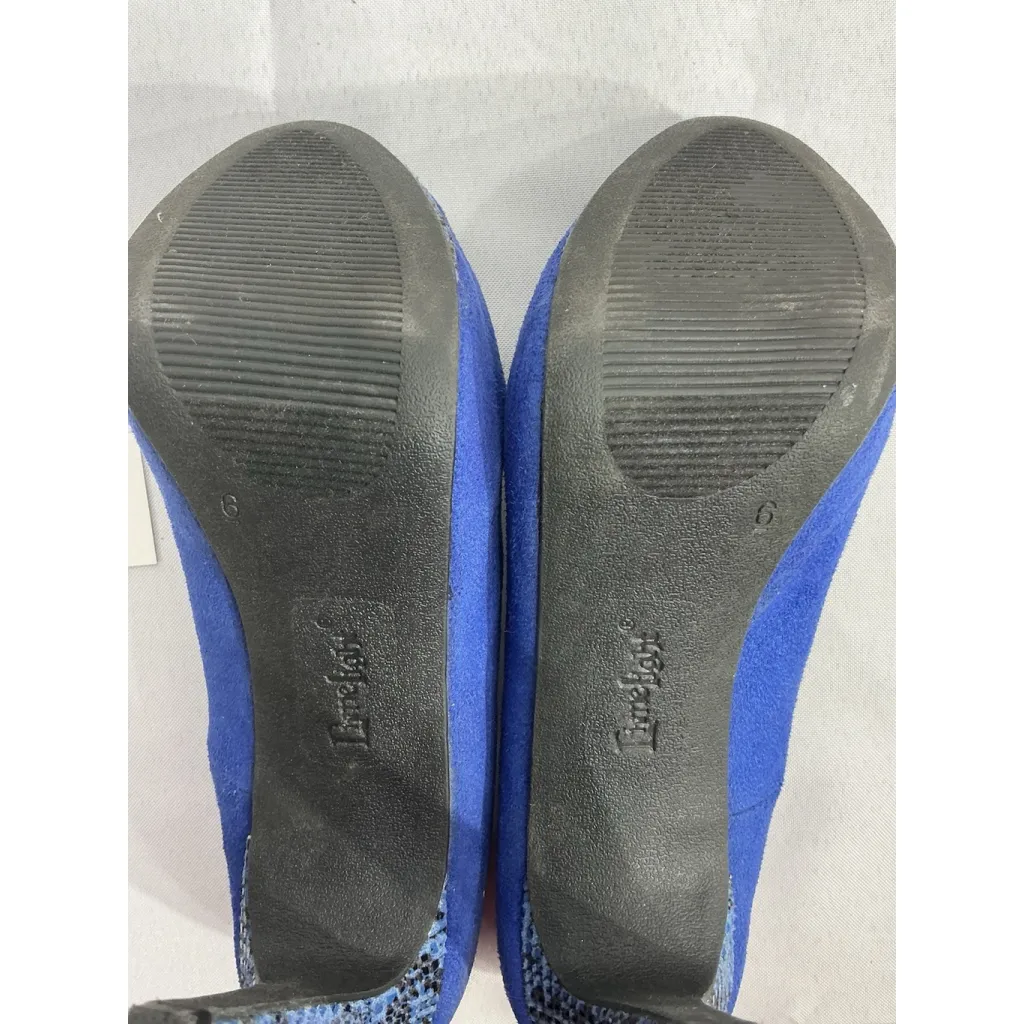 Womans Limelight Trixie Stiletto Pumps 6 Blue Snake Print Peep Toe - Image 8