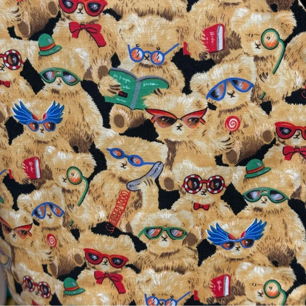 111 Main Teddy Bear Print Vest 90s Vintage Novelty Tux Waistcoat Size Large Brown - Image 2