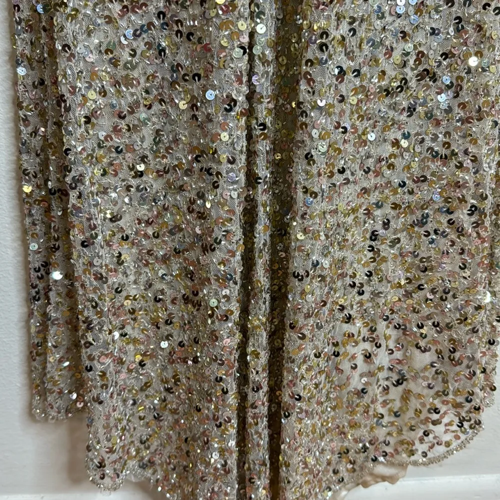 Mac Duggal Sequined Plunging V-Neck Sheath Dress 4930L Nude/Gold size 0 - Image 11