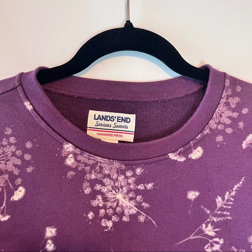 Lands End Sweatshirt Dress Serious Sweats Mock Neck Purple Floral Mulberry - Image 2
