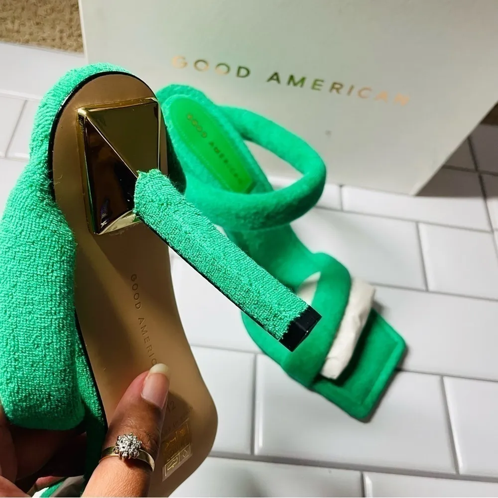 Good American Terry Slip-On High Heeled Sandals - Green TRENDY Y2K‎ - Image 8