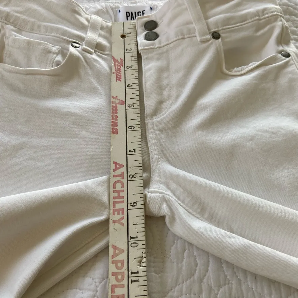 Paige  Hidden Hills Straight White Jeans Minimalist, Normcore, Distressed - Image 11