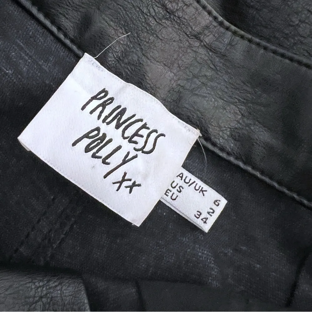 Princess Polly  Faux Leather Black Pants Straight Leg Women's Size 2 - Image 6