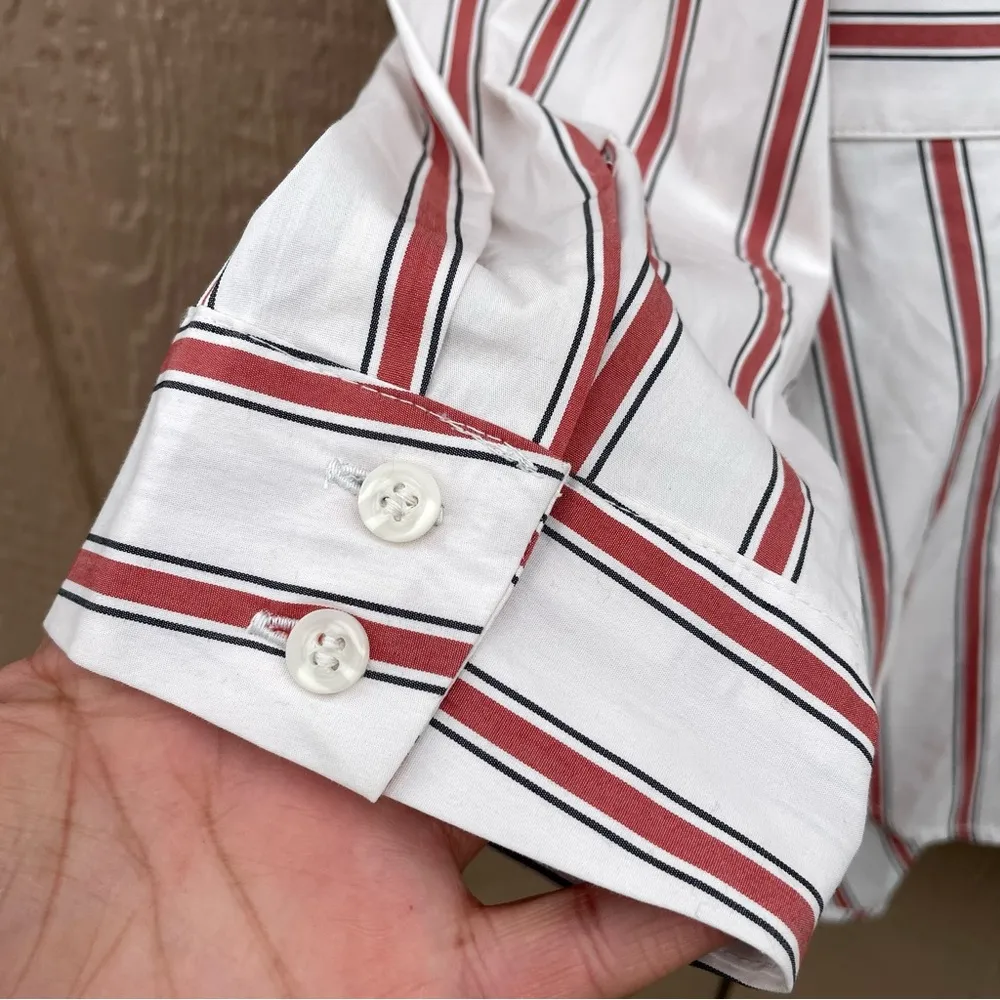 Lane Bryant Womens Shirt Blouse Stripe Faux Wrap Long Sleeve Red Plus Size 26 - Image 9