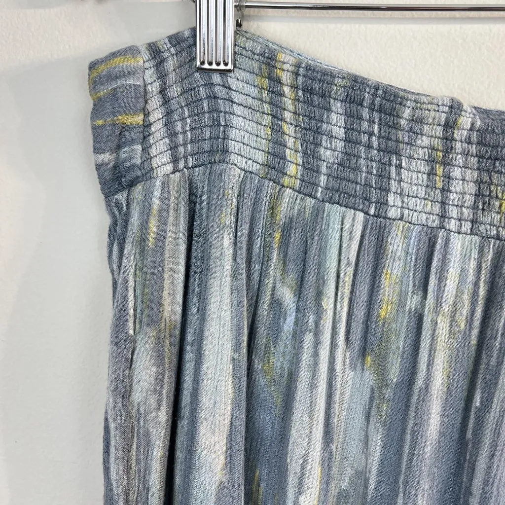 Free People Pants Womens Large Gray Blue‎ Yellow Abstract Wide Leg Boho Lounge - Image 10