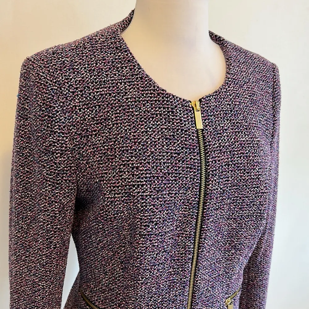 Donna Karan Boucle/Tweed Full Zip Jacket - Image 4