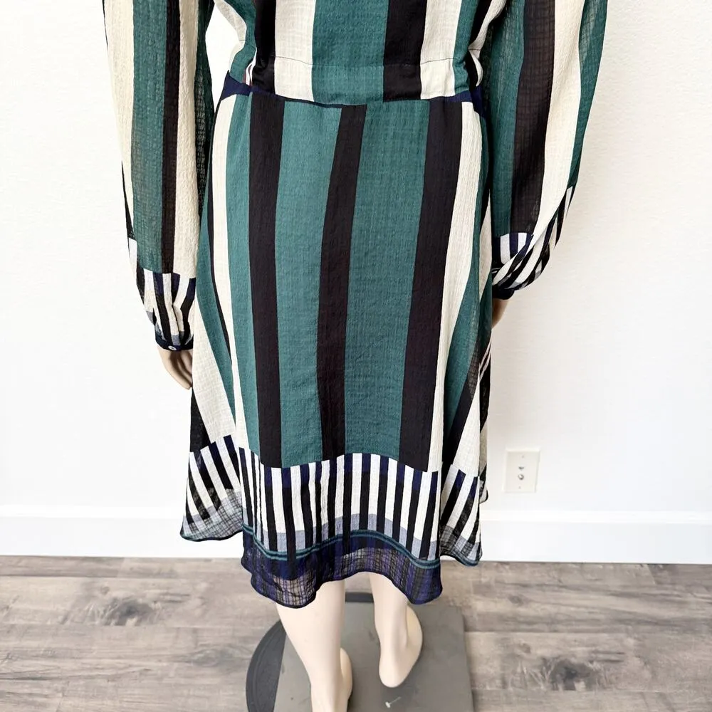 [Anthropologie] Sunday in Brooklyn Striped Green Leger Dress Long Sleeve Size XL - Image 8