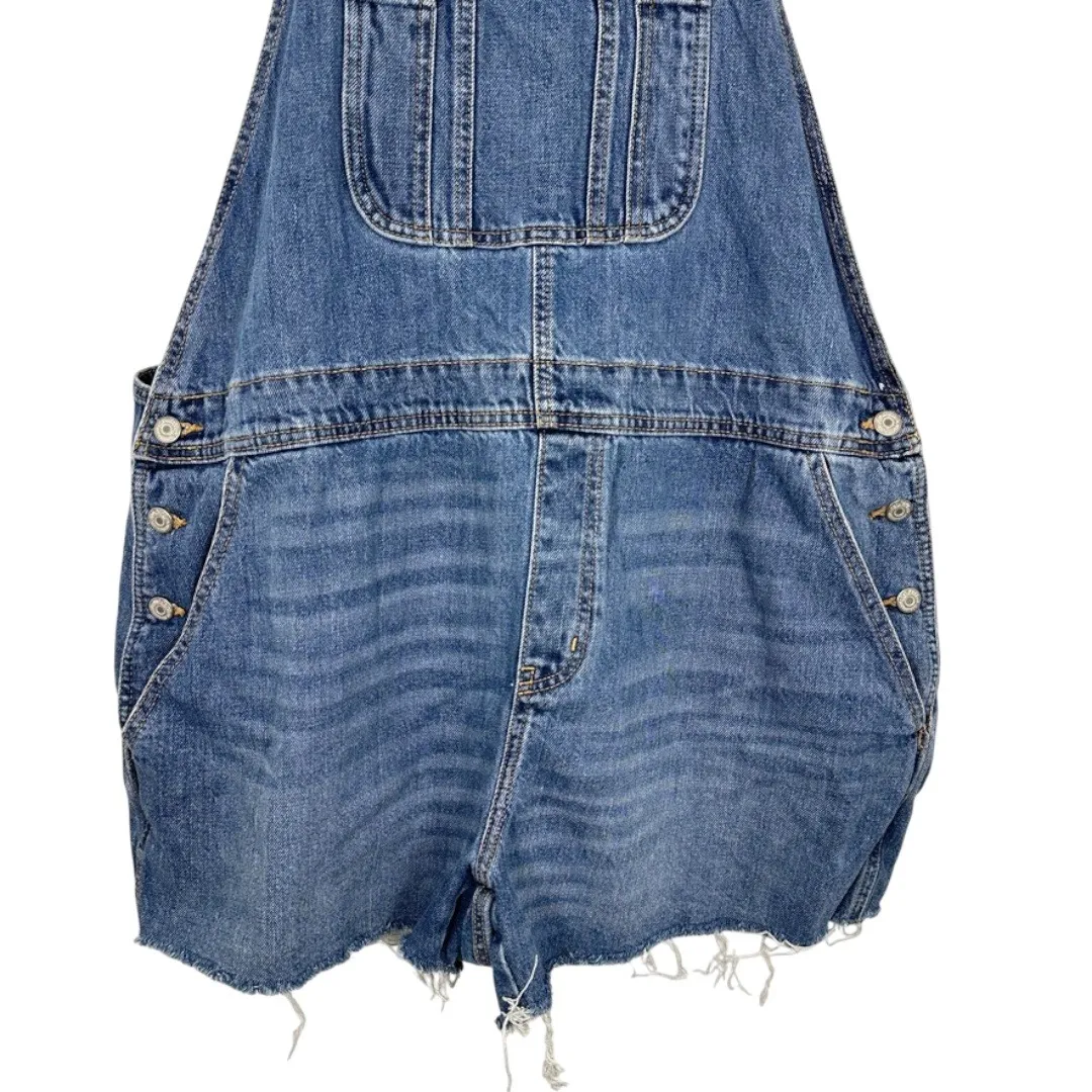 Women's Size XL Denim Overalls Shorts Shortall Frayed Hem Retro 90s Style Summer - Image 3