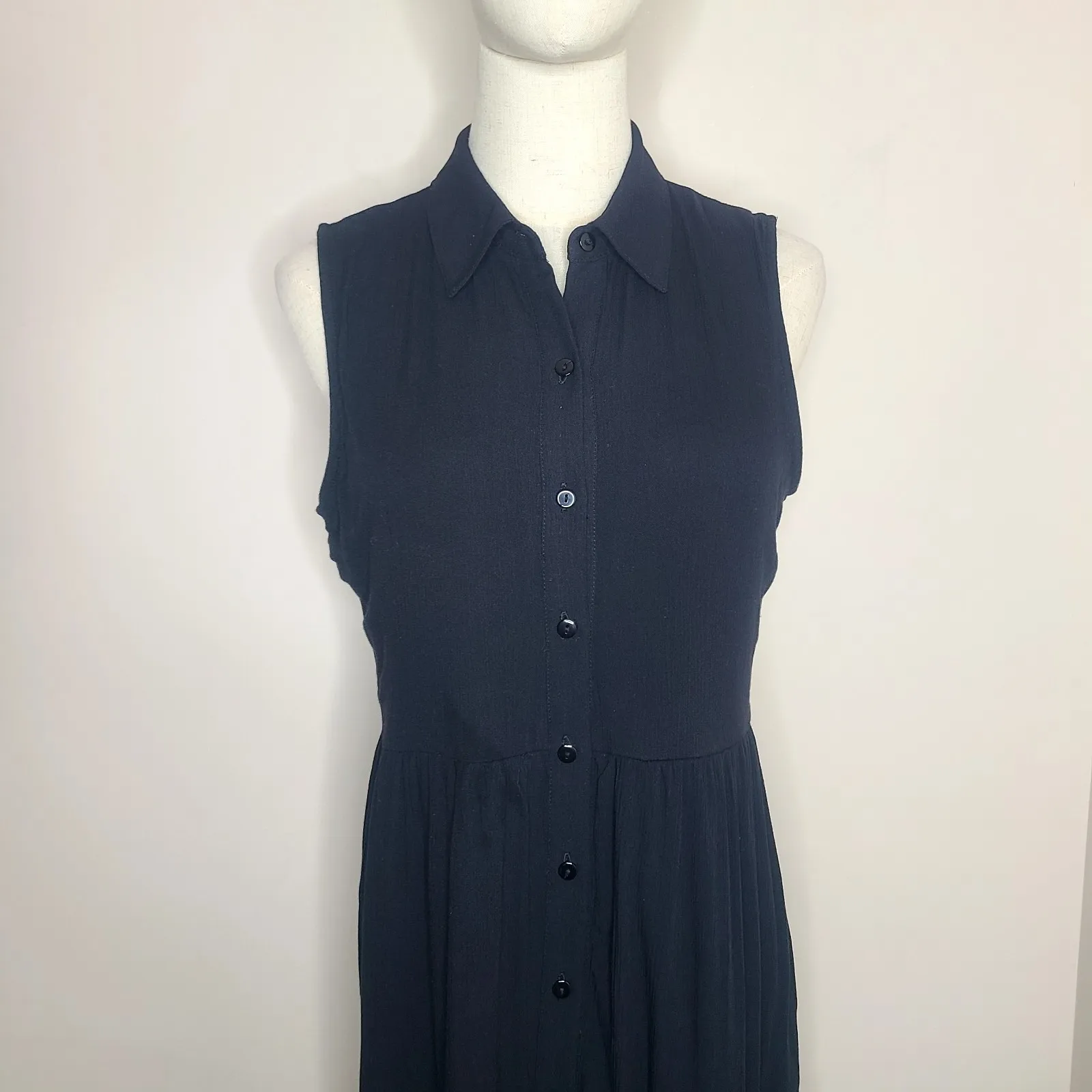 NY Collection Maxi Dress Sleeveless Collared Tiered Ruffle Womens Black - Image 2