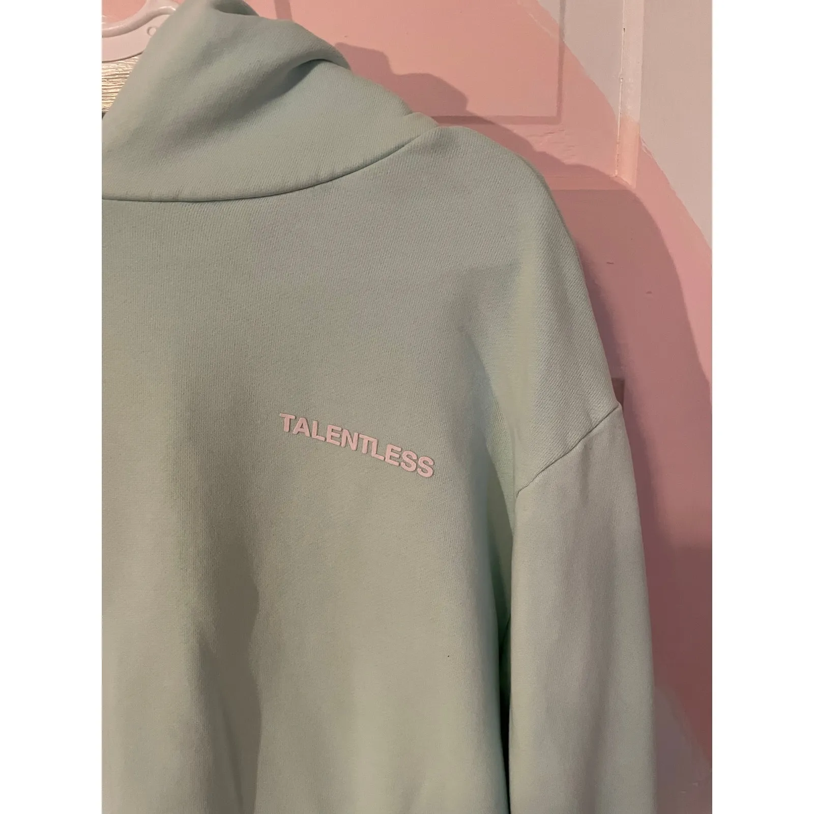 Talentless Mint Green Hoodie Small Unisex Pullover Minimalist Streetwear - Image 7