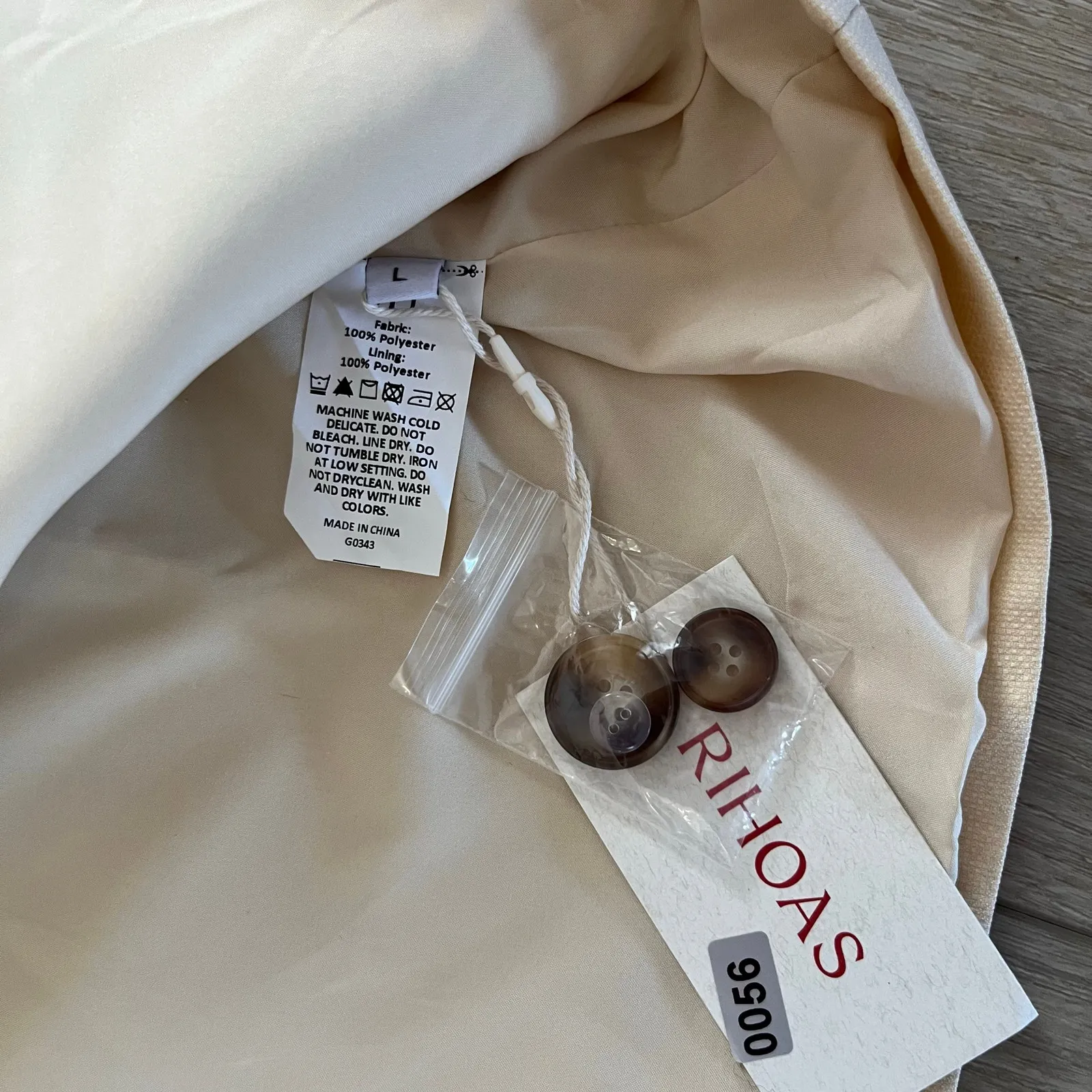 RIHOAS Women’s Cream Single Button Blazer Tie Waist Sz L Size L - Image 4