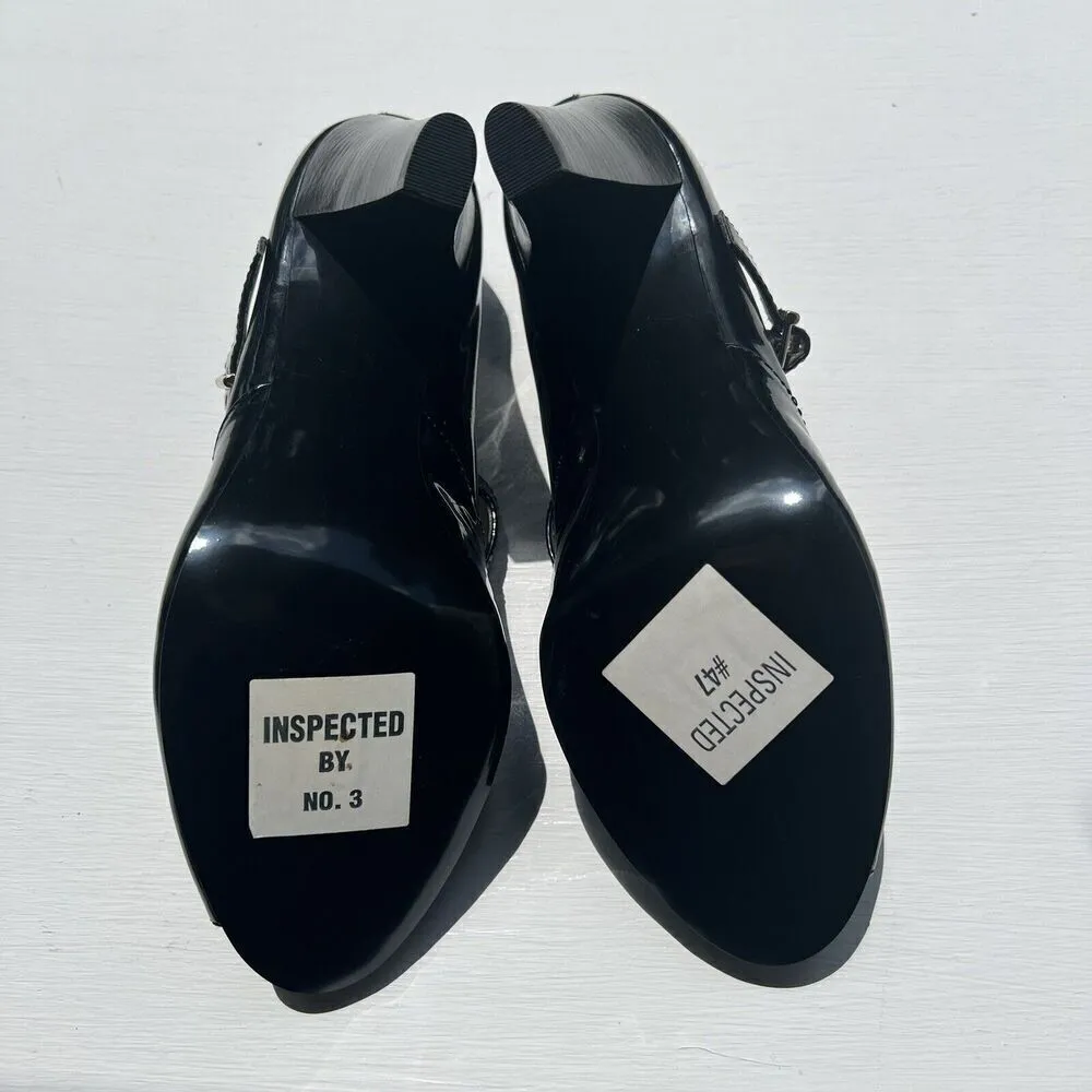 Anne Klein Black AkJules‎ Patent Leather Peep-Toe Heels Size 9M - Image 6