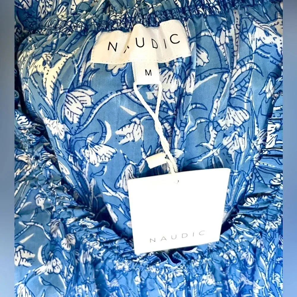 NWT Naudic Floral Mabel Embroidered Maxi Dress Blue Size M - Image 3