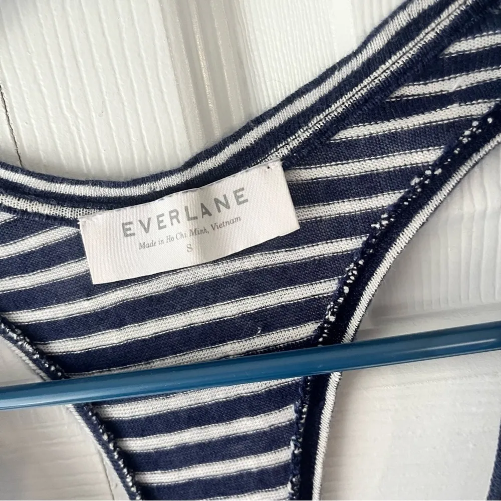 Everlane Blue and White Striped Racerback Linen Tank Top Dress Size Small - Image 5