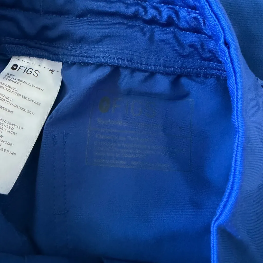 Figs Scrub Blue Joggers with Orange Drawstrings - Image 3